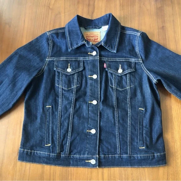 Levi’s Denim Jacket ✨ Unique Hand-Stitched Teddy Patch ✨ Youth XL / Adult M - Picture 8 of 14